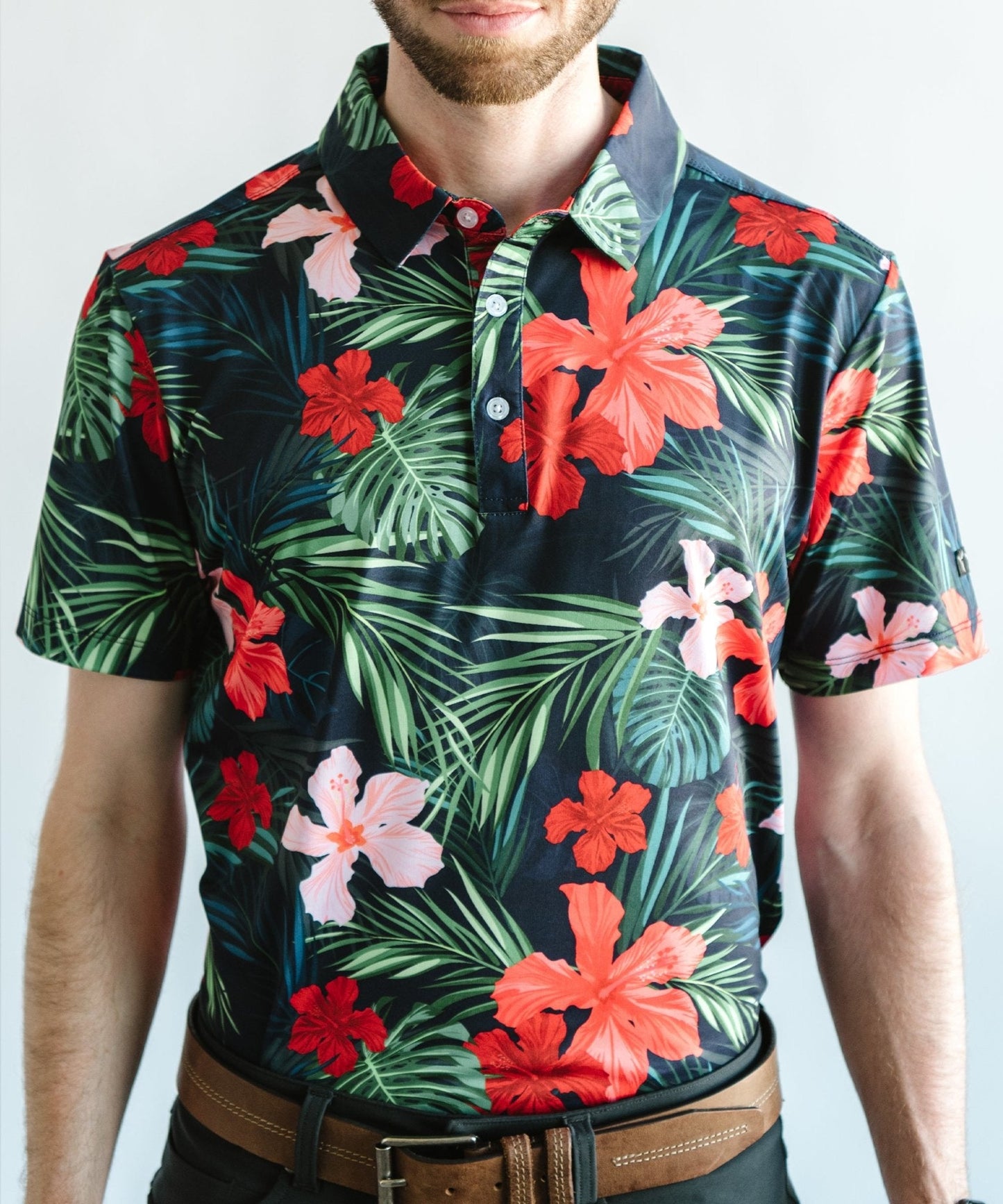 Jungle Hibiscus Golf Polo - Yatta Golf