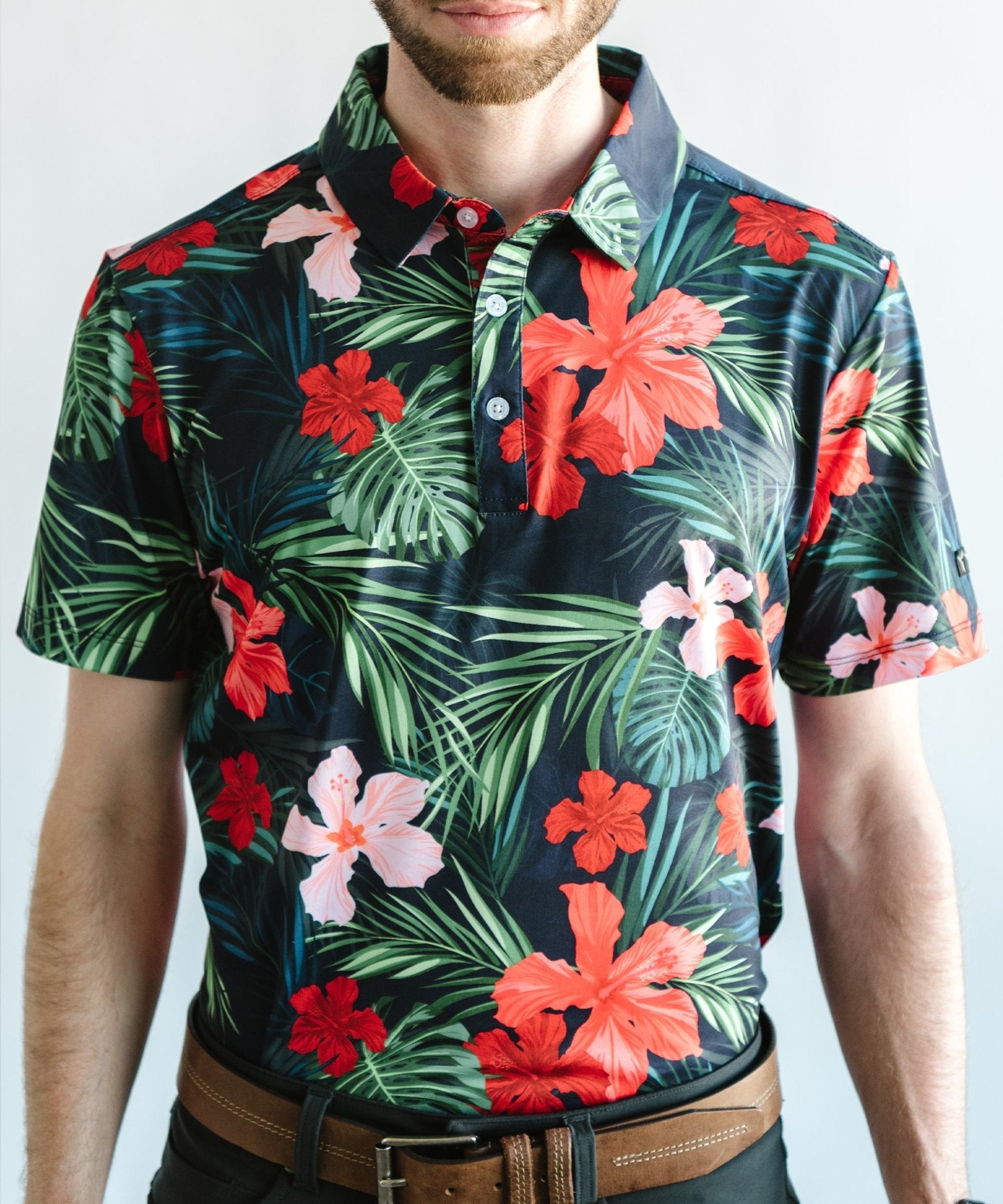 Jungle Hibiscus Golf Polo - Yatta Golf