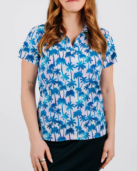 Lit Sunset Women's Golf Polo - Yatta Golf