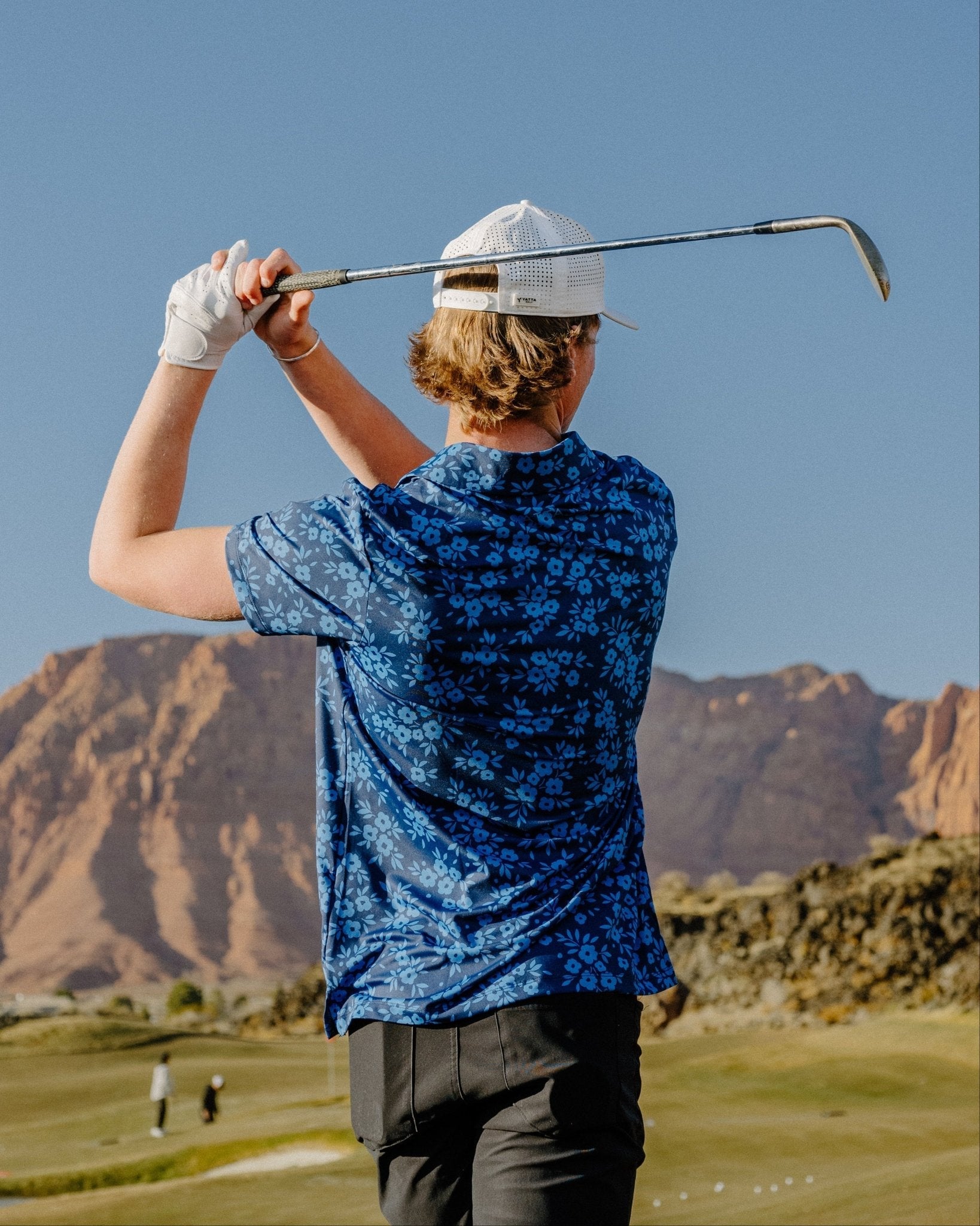 Navy Daisy Golf Polo - Yatta Golf