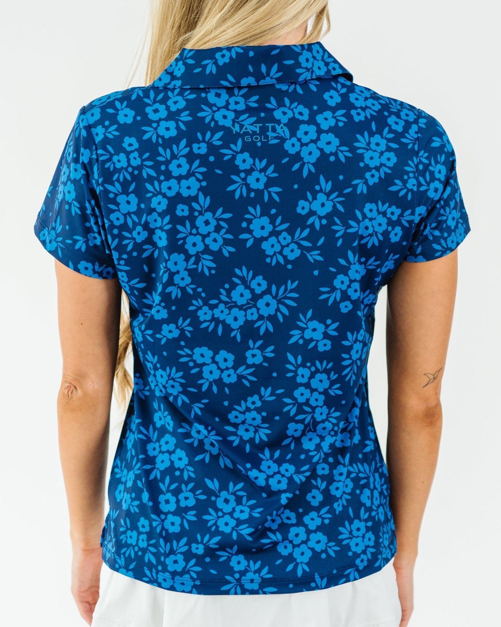 Navy Daisy Women's Golf Polo - Yatta Golf